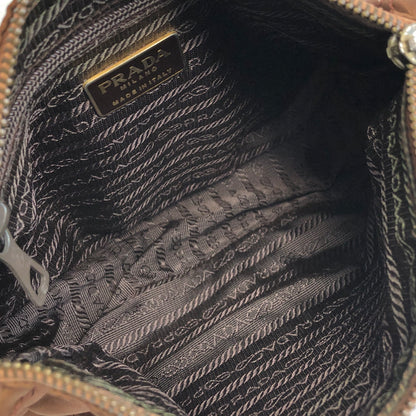 PRADA Triangle Logo Nylon Chain Shoulder bag Brown Vintage yktcuy
