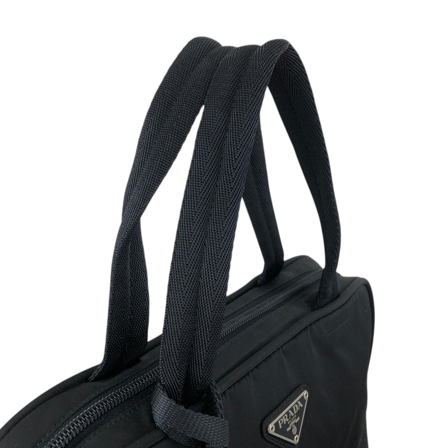 PRADA Tessuto Triangle Logo Padlock Handbag Black Vintage u7mkdg
