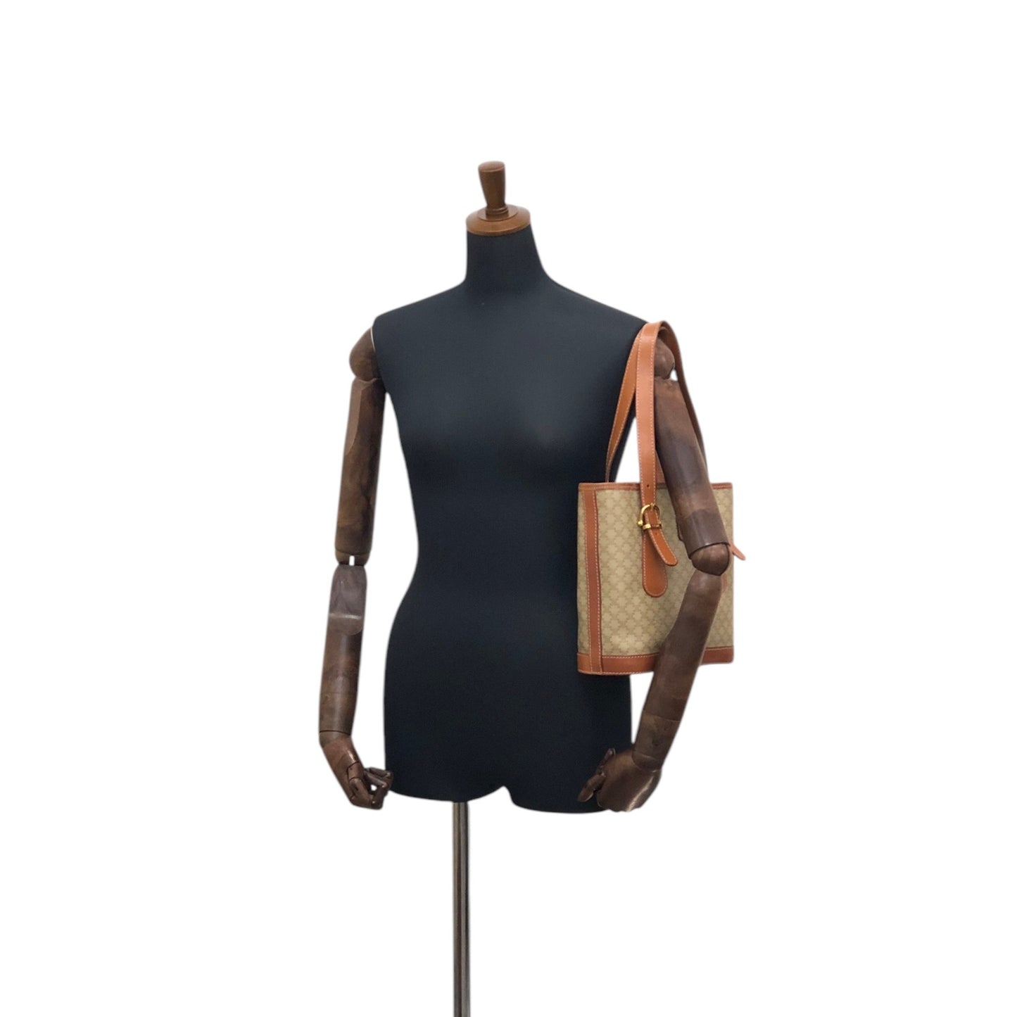 CELINE Macadam Blason Shoulder bag Totebag Beige Vintage arbnmz