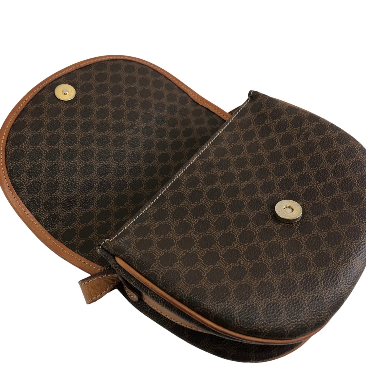 CELINE Macadam Blason Round Shoulder bag Brown Vintage afajii