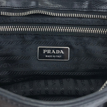 PRADA Triangle Logo Double Pocket Shoulder bag Black Vintage 5hm2yf