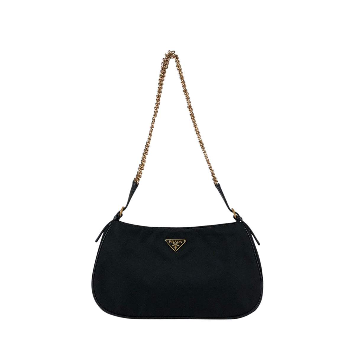 PRADA Tessuto Triangle Logo Chain Shoulder bag Black Vintage z4kic8