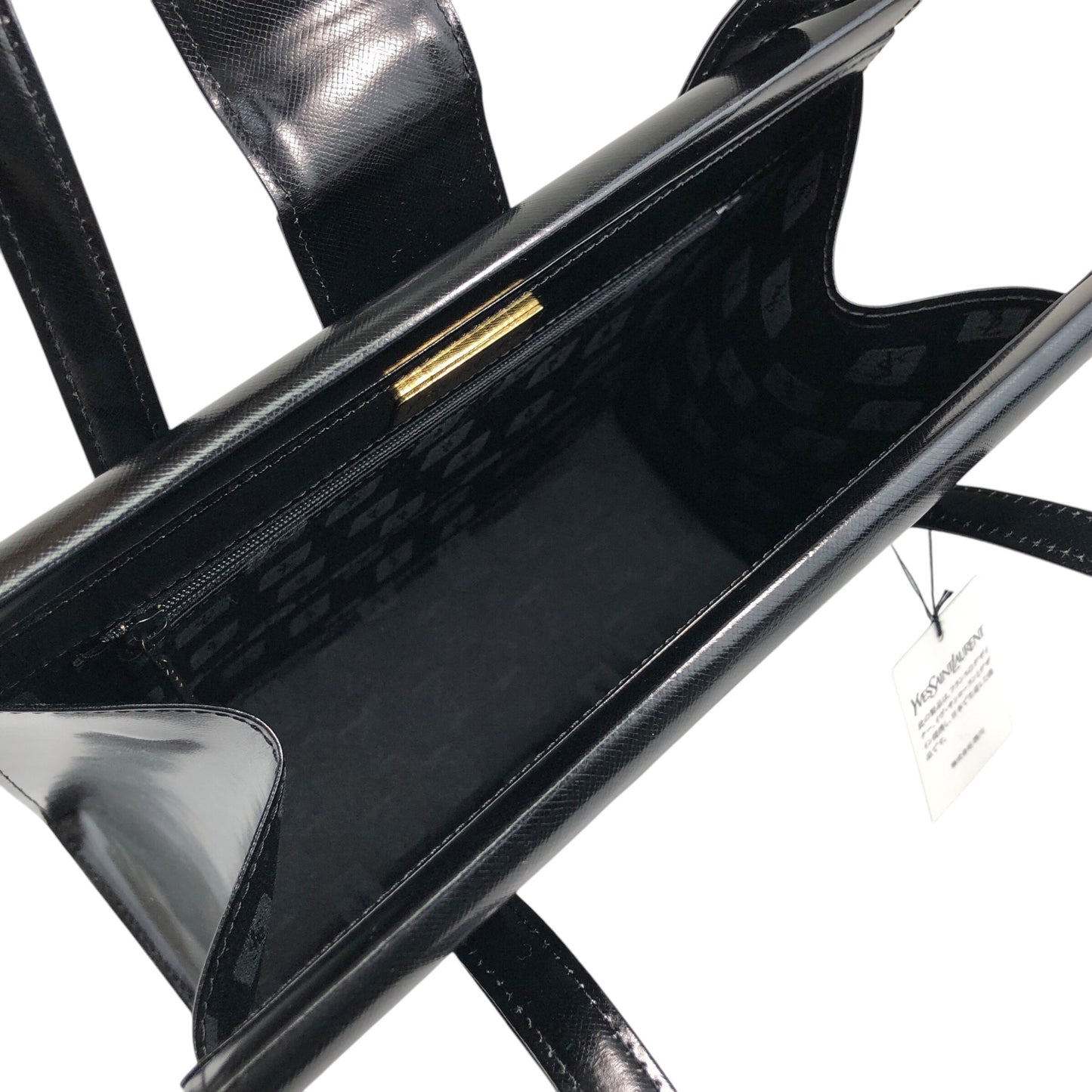 Yves Saint Laurent Logo Handbag Totebag Black Vintage vukaay