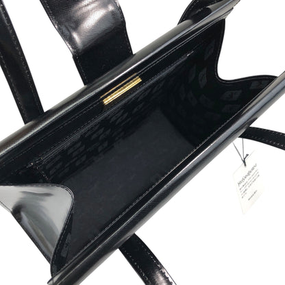 Yves Saint Laurent Logo Handbag Totebag Black Vintage vukaay