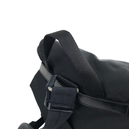 PRADA Triangle Logo Front Buckle Nylon Backpack Black Vintage c68je8