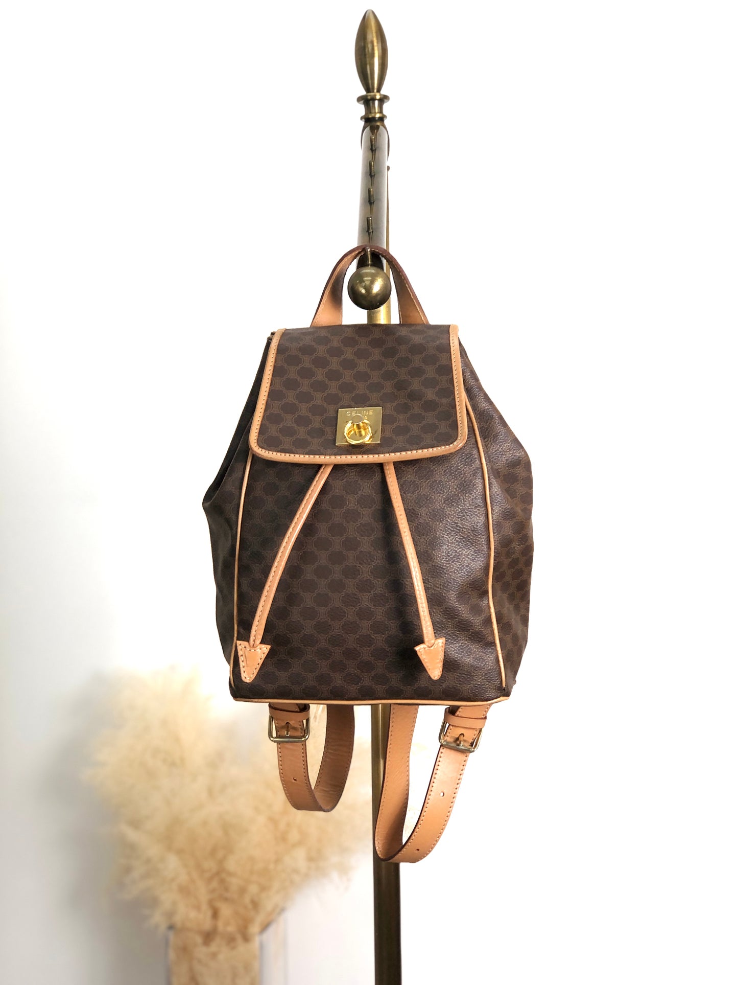 CELINE Macadam Gancini Backpack Brown Vintage mf5k3j