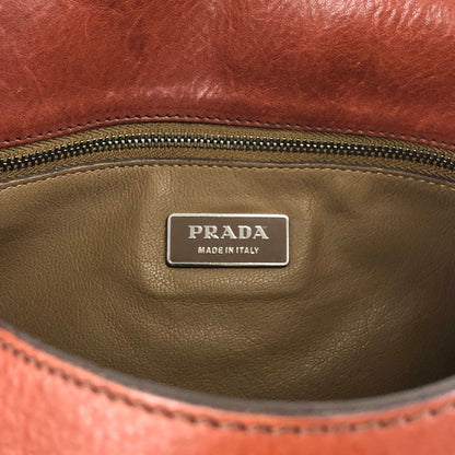 PRADA Logo Front Buckle  Shoulder bag Brown Vintage rhwnn2