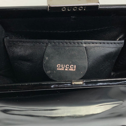 GUCCI Metal Clasp Handbag Black Vintage izypkv