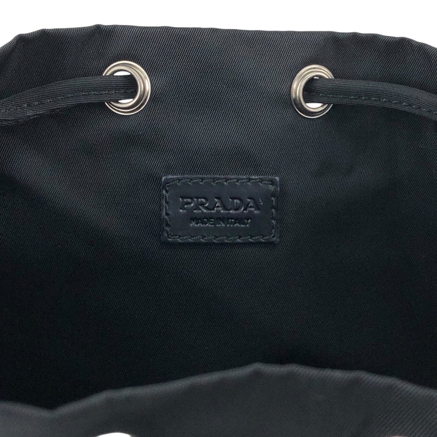 PRADA Tessuto Triangle Logo Drawstring Small Handbag Black Vintage erv6gi