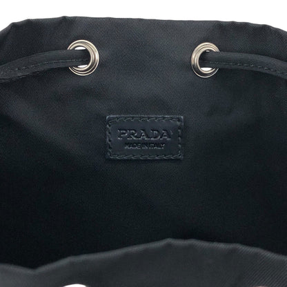 PRADA Tessuto Triangle Logo Drawstring Small Handbag Black Vintage erv6gi