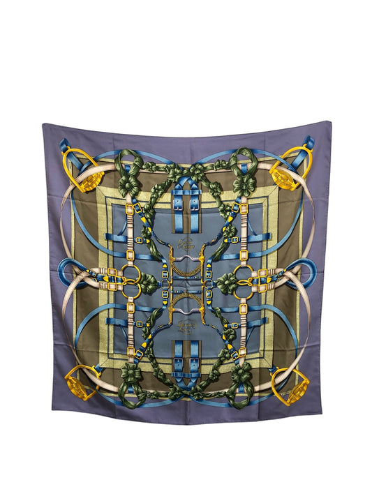 HERMES Silk Scarf Purple Grand Manege Vintage rh6jk7