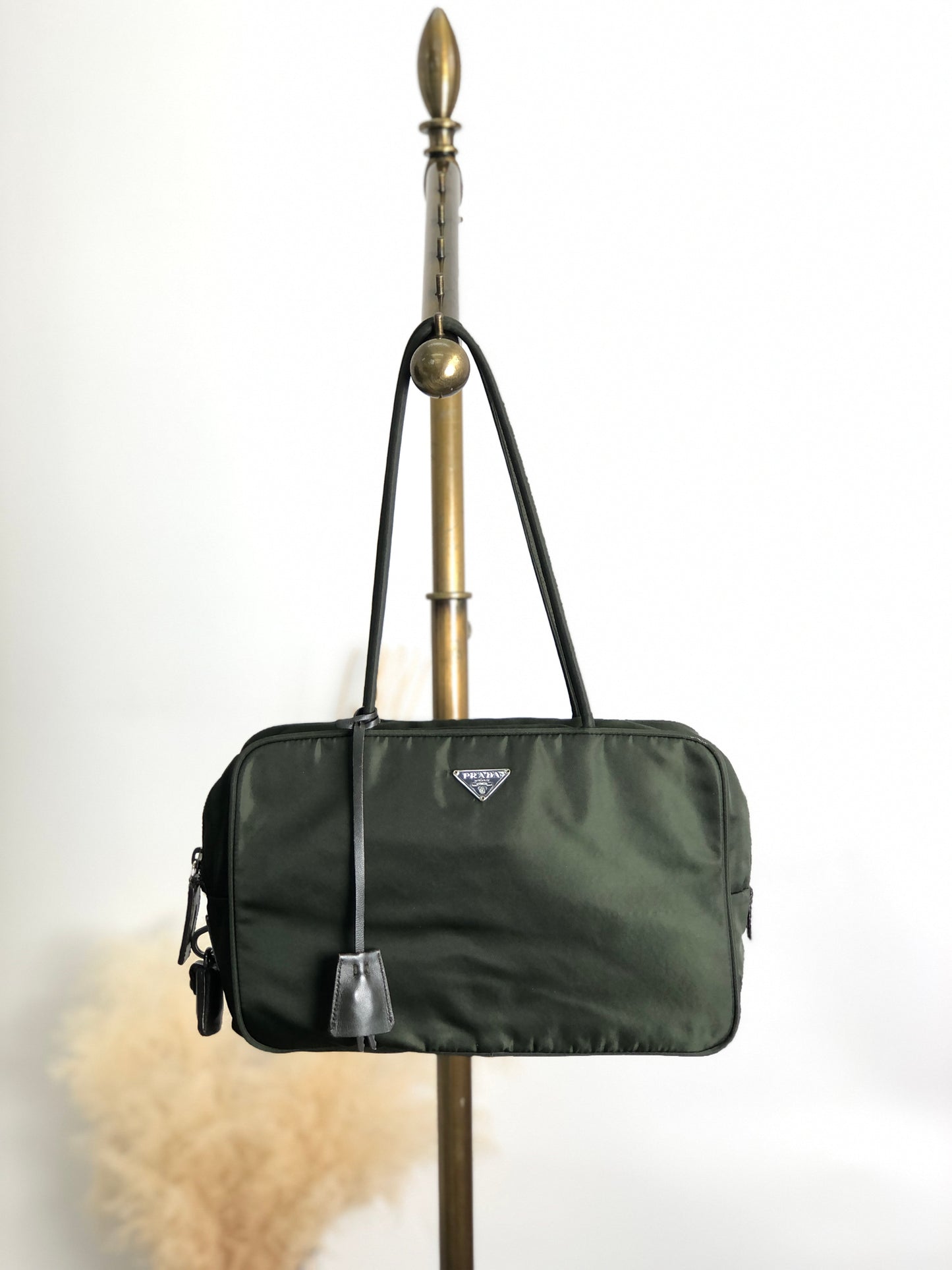 PRADA Tessuto Triangle Logo Padlock Khaki Vintage nxydgr