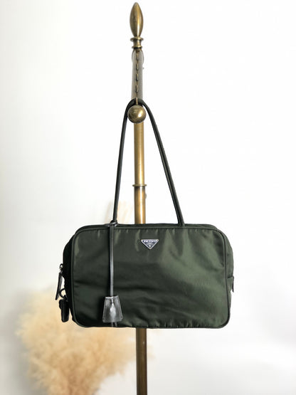 PRADA Tessuto Triangle Logo Padlock Khaki Vintage nxydgr