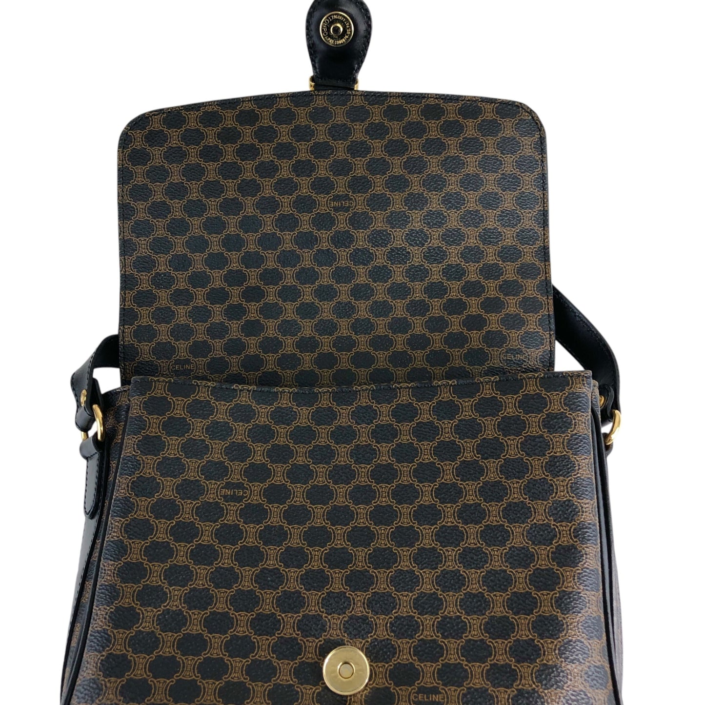 CELINE Macadam Front Buckle Shoulder bag Black Vintage n5nr8t