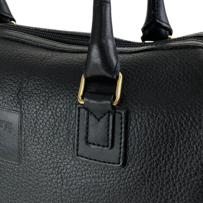BURBERRY Logo Embossed Handbag Boston bag Black Vintage 2cz4a2