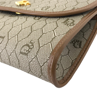 Christian Dior 蜂巢紋 PVC 皮革鏈條單肩包 米色復古 kcpzag 