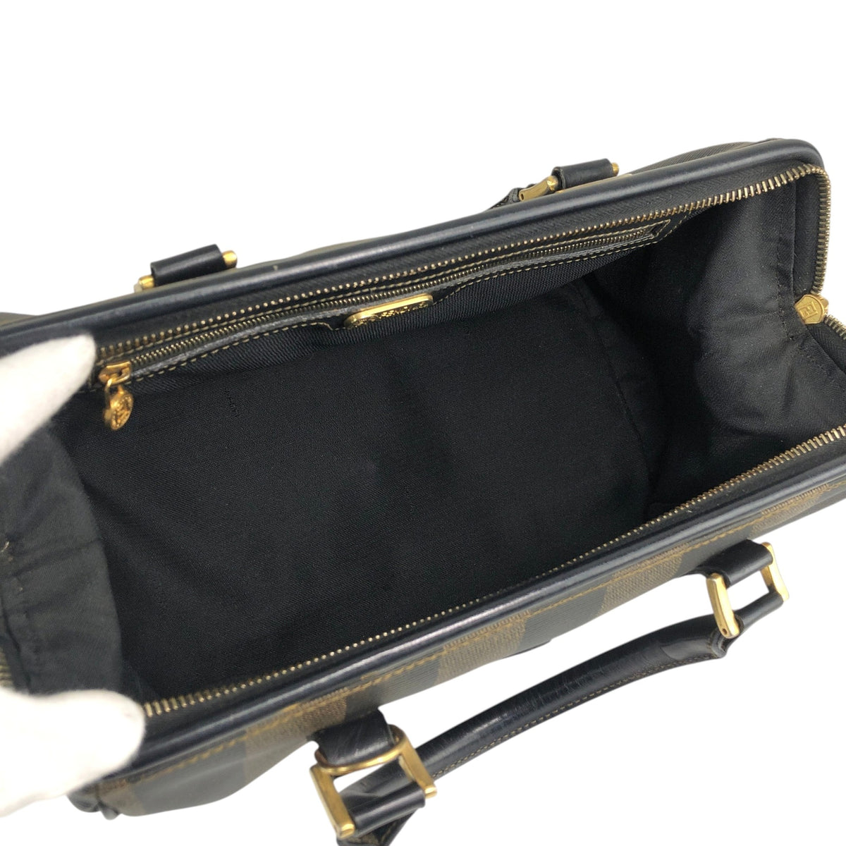 FENDI Pecan Two-way Small Boston bag Shoulder bag Black Vintage 3d83yd