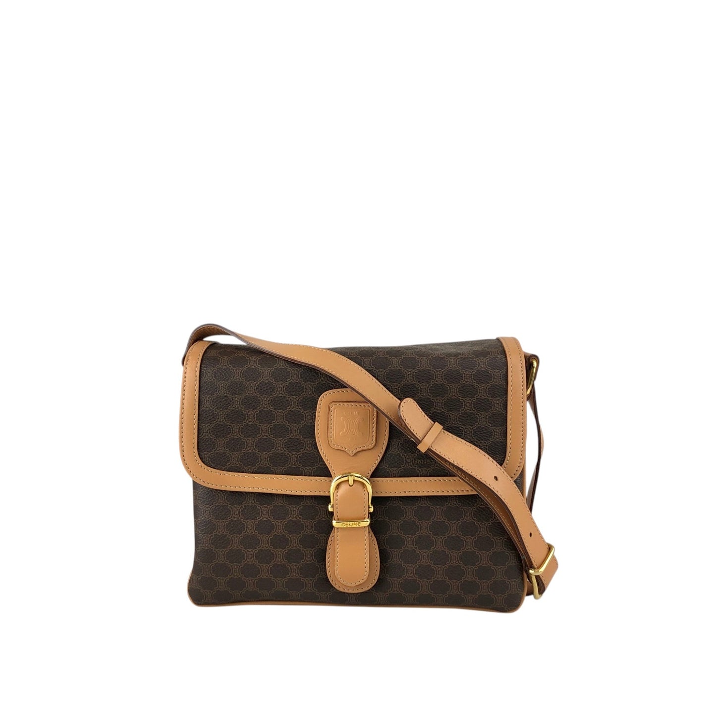 CELINE Macadam Blason Shoulder bag Brown Vintage cwx3rn