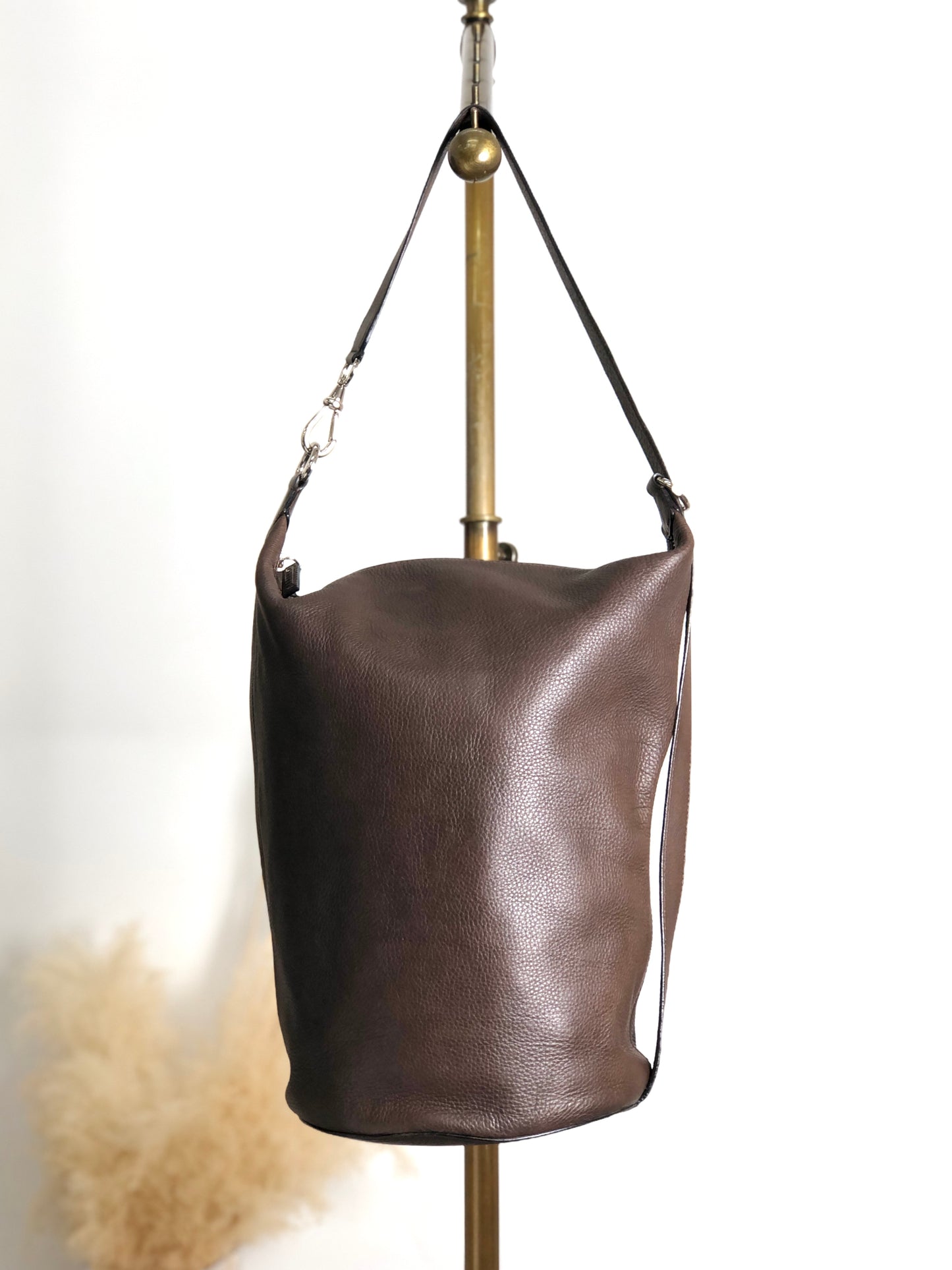 CELINE Blason Logo Embossed Shoulder bag Brown Vintage n78r2a