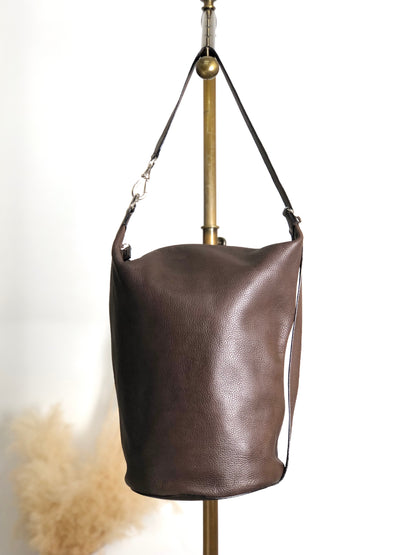 CELINE Blason Logo Embossed Shoulder bag Brown Vintage n78r2a