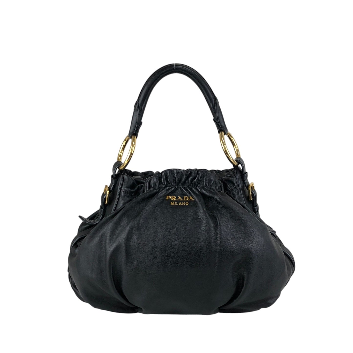 PRADA Logo Shoulder bag Hobobag Black Vintage ay6whk