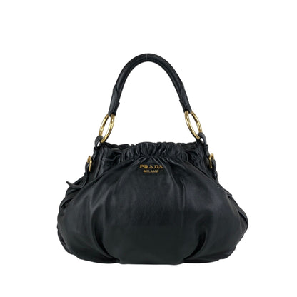 PRADA Logo Shoulder bag Hobobag Black Vintage ay6whk