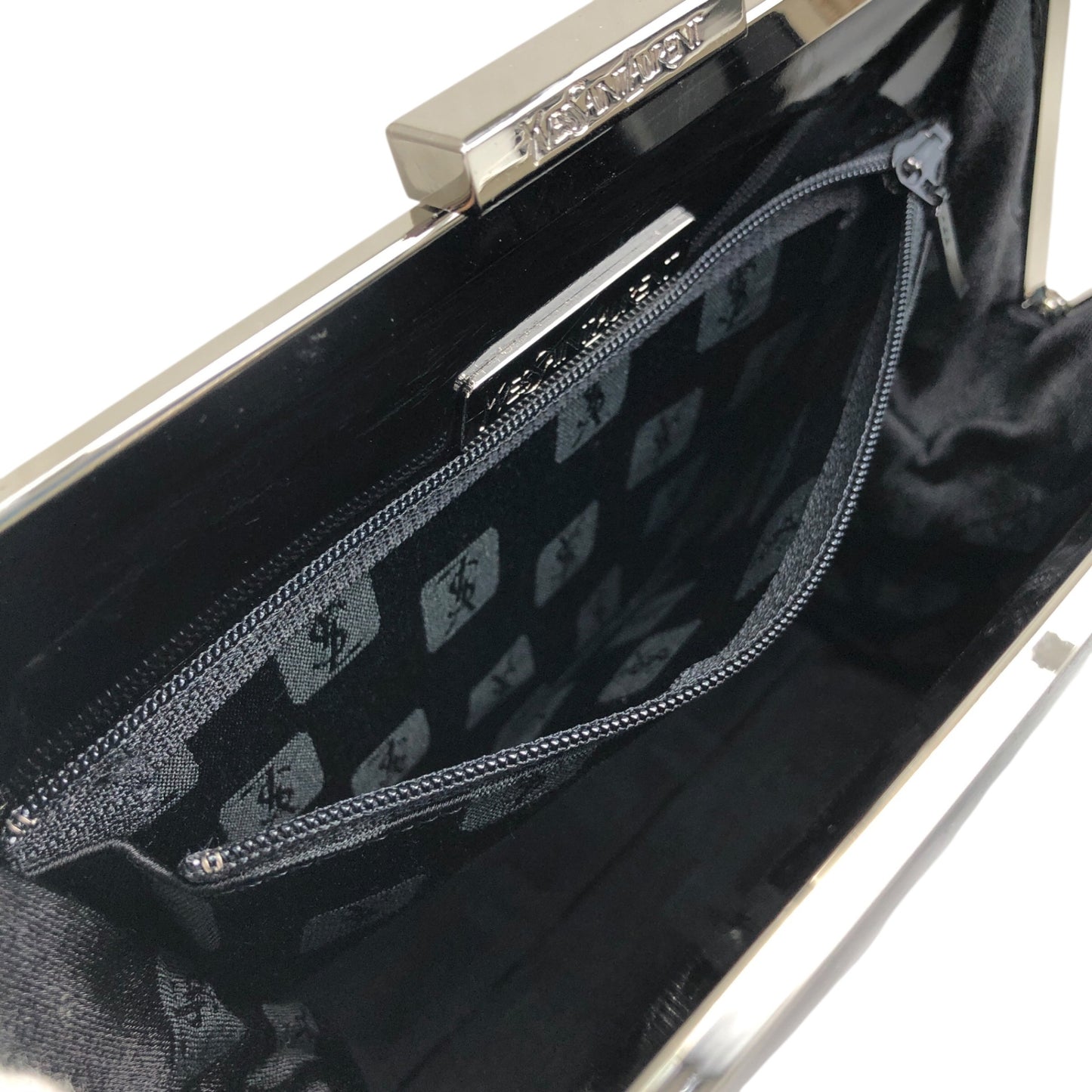 Yves Saint Laurent Metal Clasp Handbag Black Vintage km5h88