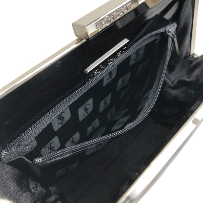 Yves Saint Laurent Metal Clasp Handbag Black Vintage km5h88