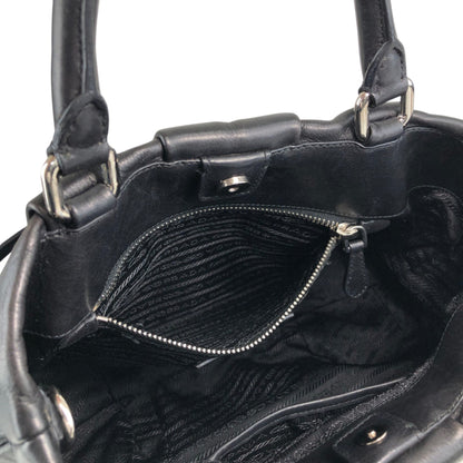PRADA Logo Two-way Handbag Shoulder bag Black Vintage guwiir
