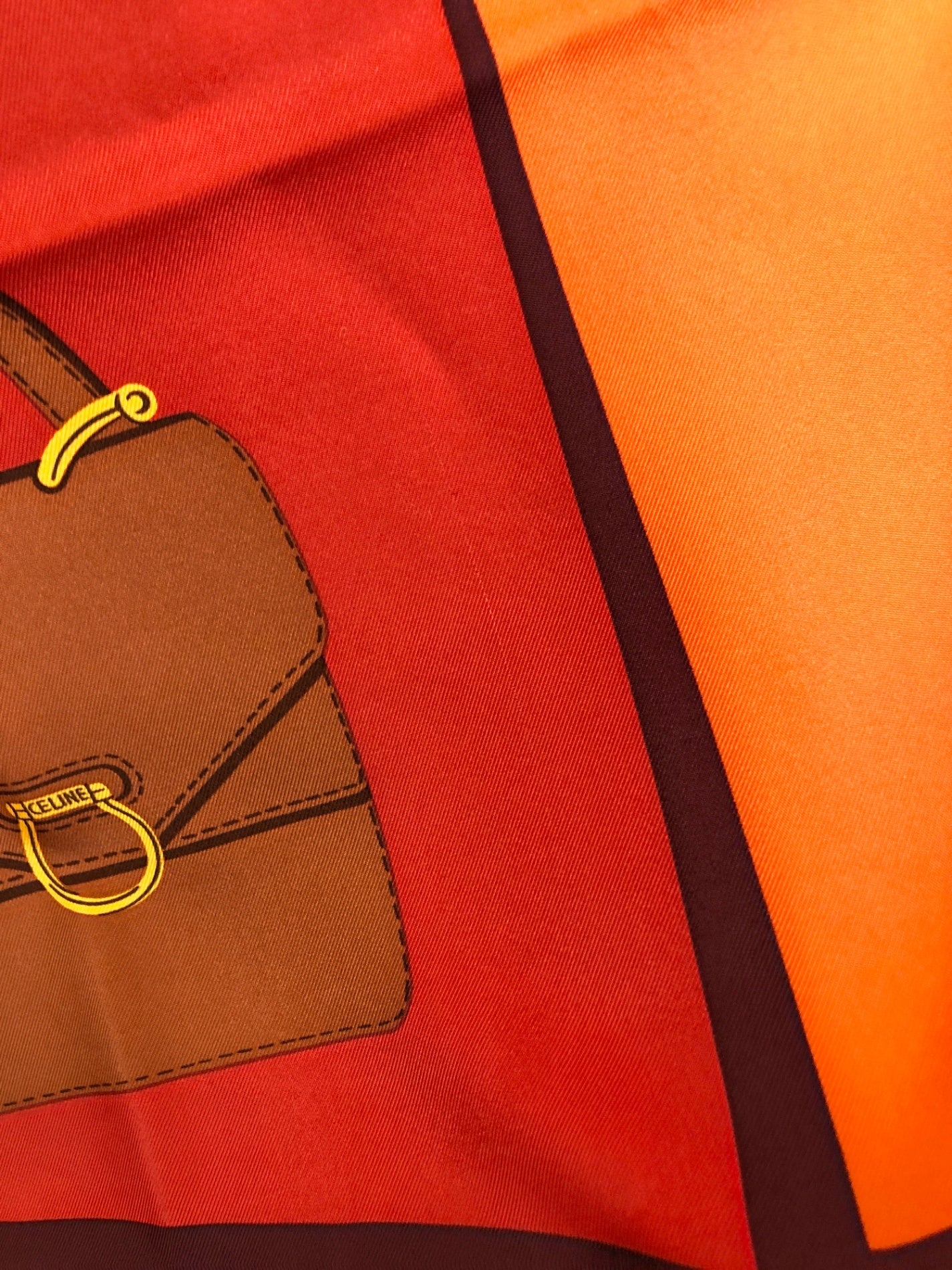 CELINE Gancini Scarf Orange Vintage 7xaim4