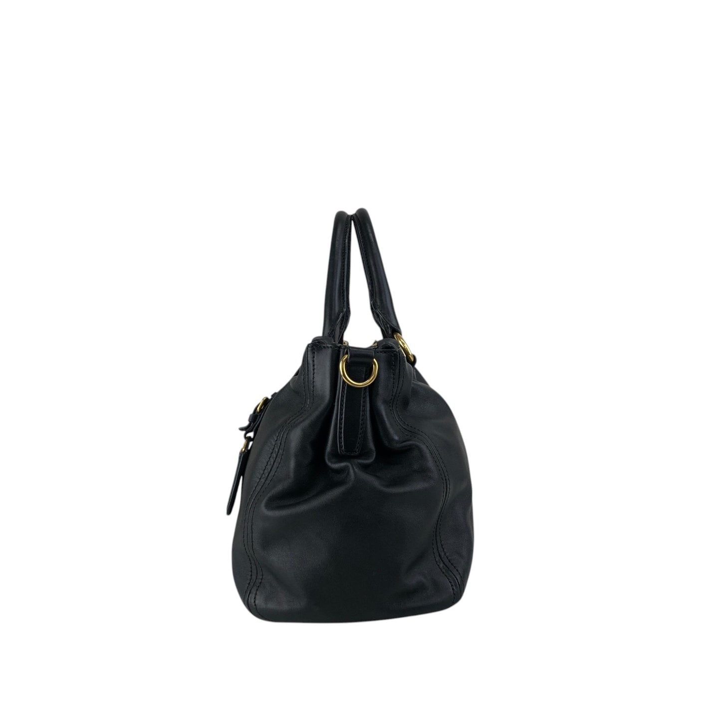 PRADA Logo Two-way Boston bag Shoulder bag Black Vintage k82hca