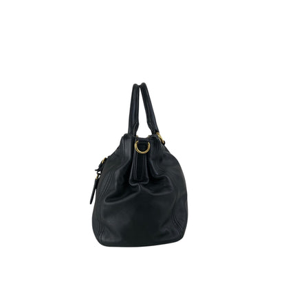 PRADA Logo Two-way Boston bag Shoulder bag Black Vintage k82hca