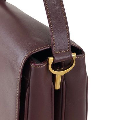 Cartier Logo Embossed Round Shoulder bag Bordeaux Vintage i6sky4