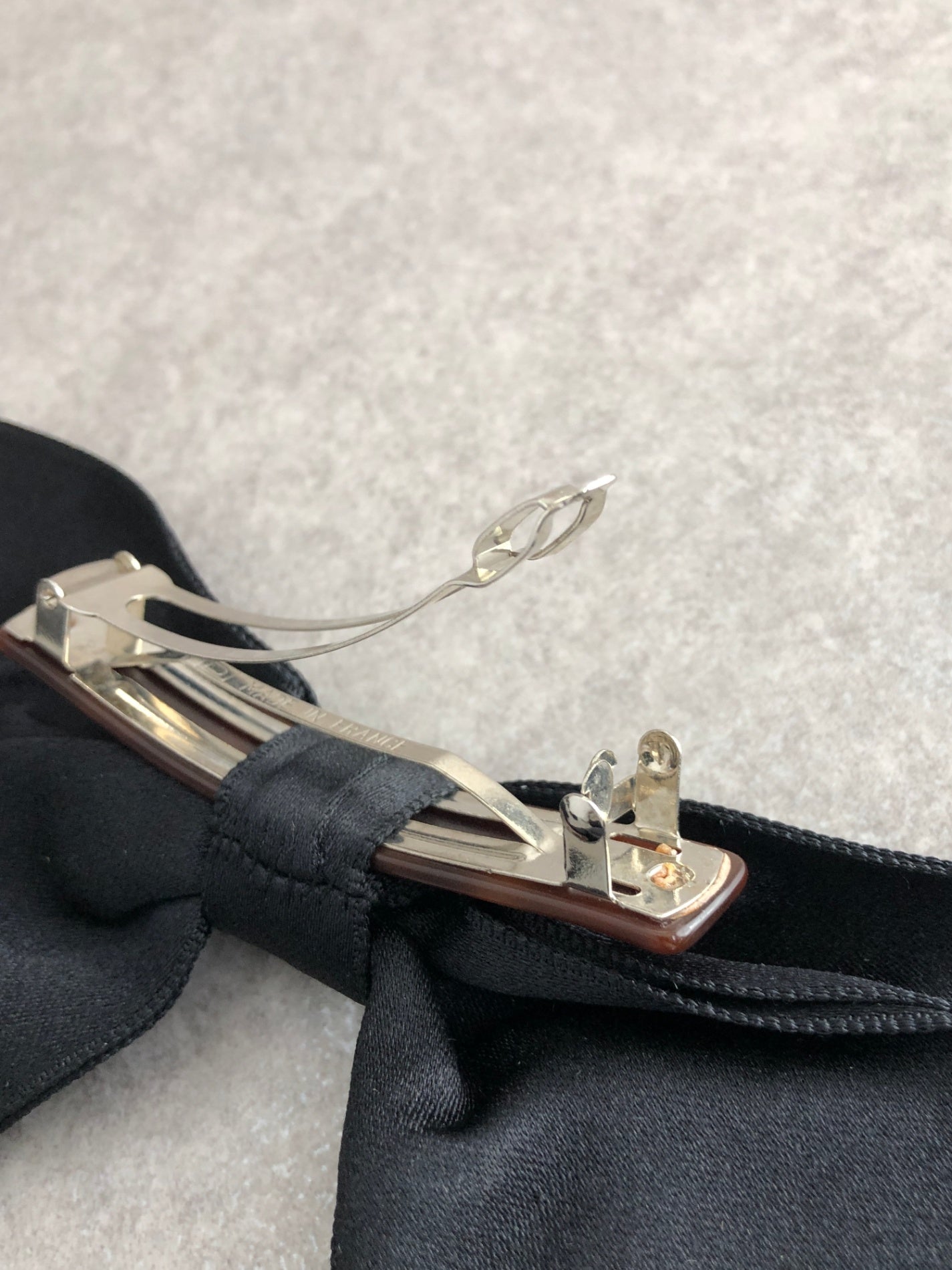 CHANEL Ribbon Barrette Black Vintage 3efxk8