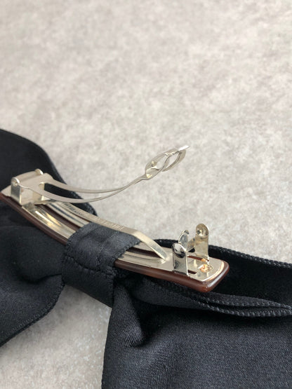 CHANEL Ribbon Barrette Black Vintage 3efxk8