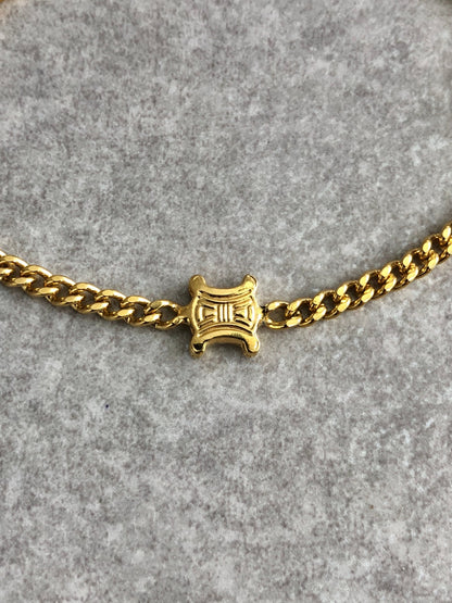 CELINE Blason Bracelet Gold Vintage gitunv