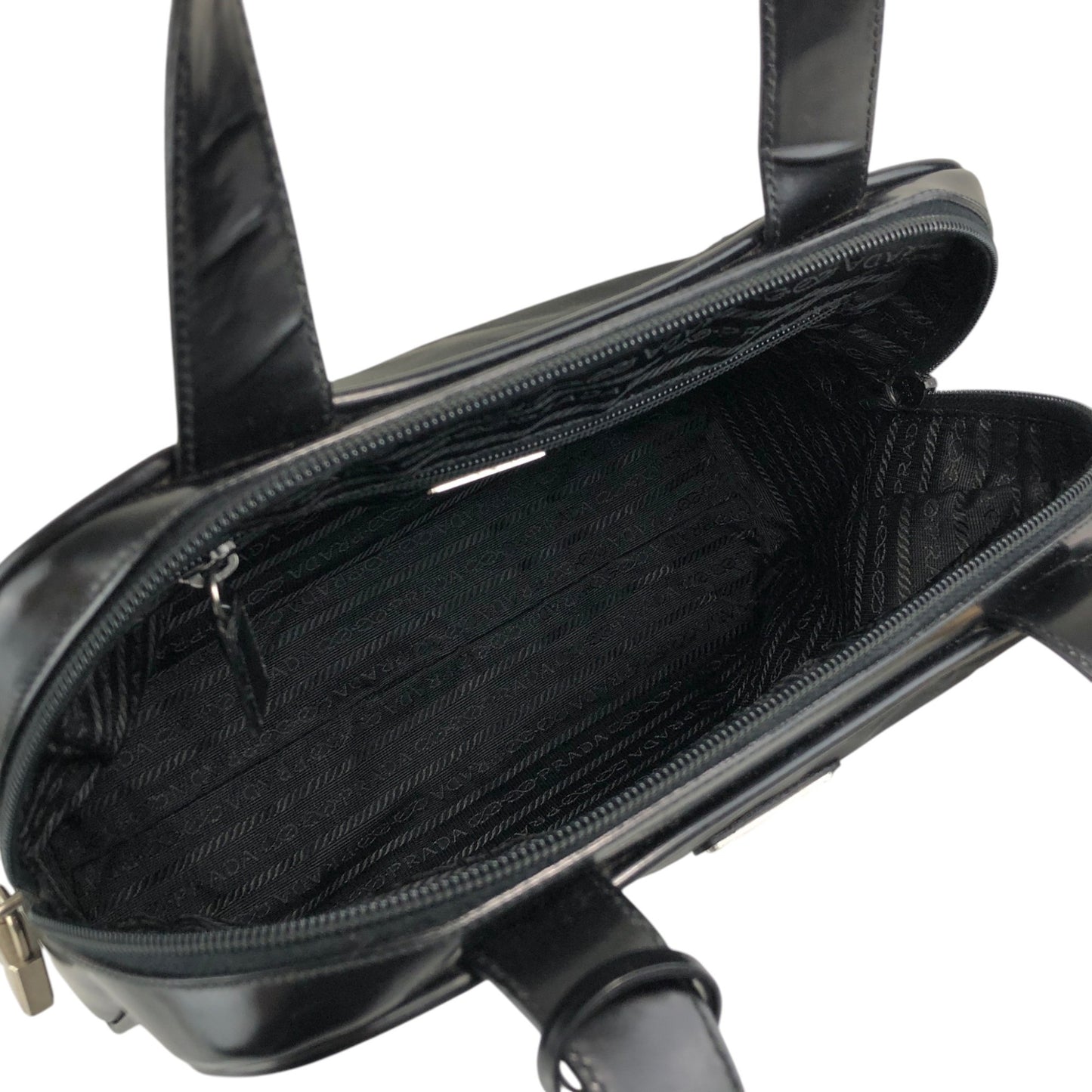 PRADA Tessuto Triangle Logo Handbag Black Vintage 3er6ru