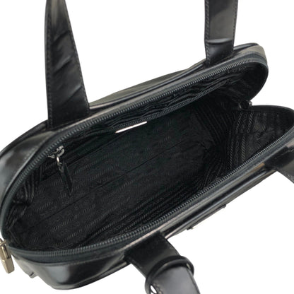 PRADA Tessuto Triangle Logo Handbag Black Vintage 3er6ru