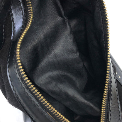 CELINE Gancini  Suede Leather Drawstring Shoulder bag Black Vintage swuscx