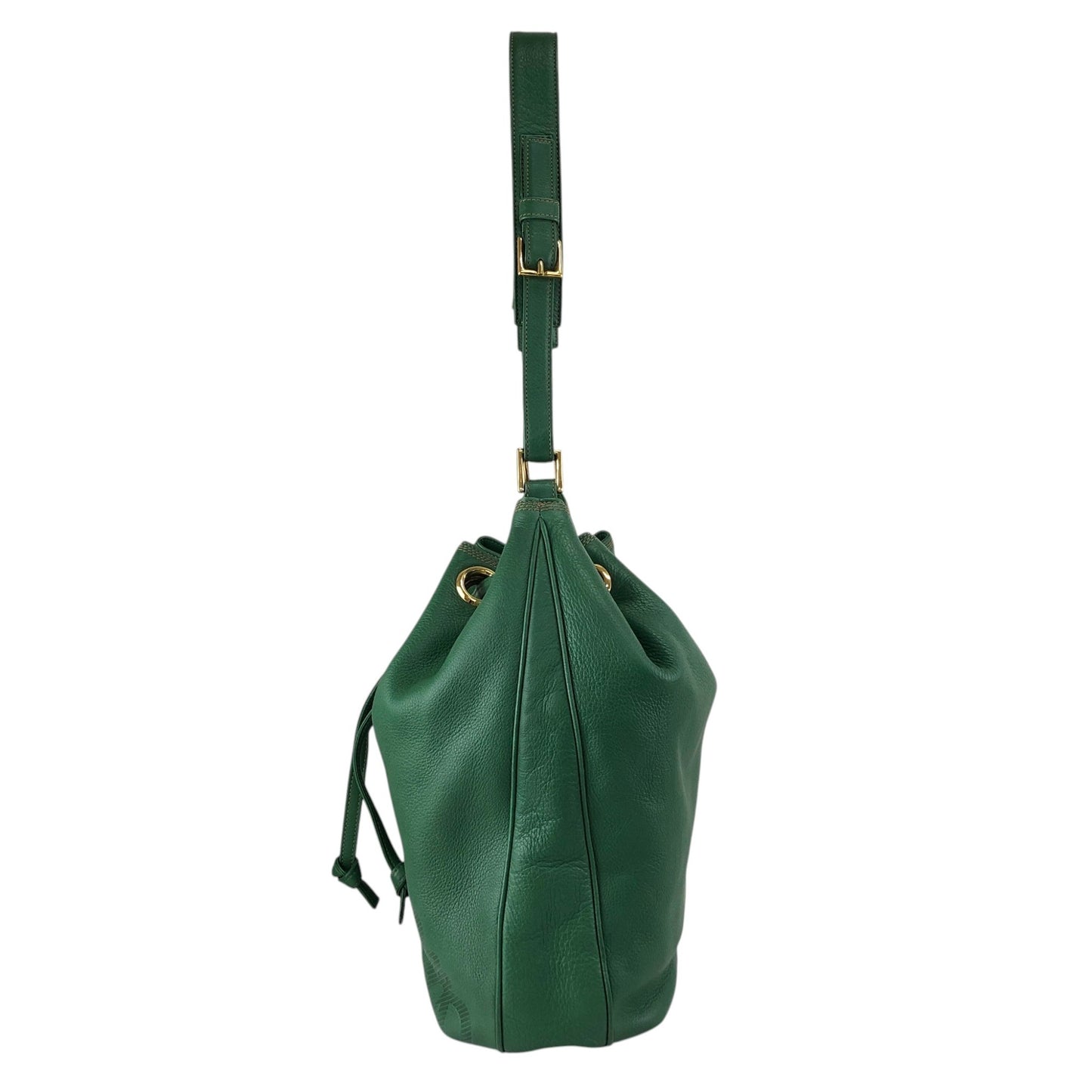 LOEWE Anagram Drawstring Shoulder bag Green Vintage 4p76em