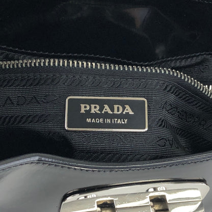 PRADA Logo Front Lock Shoulder bag Black Vintage jh2gpw