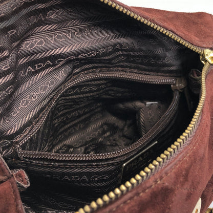 PRADA Triangle Logo Chain Shoulder bag Brown Vintage aprb7j