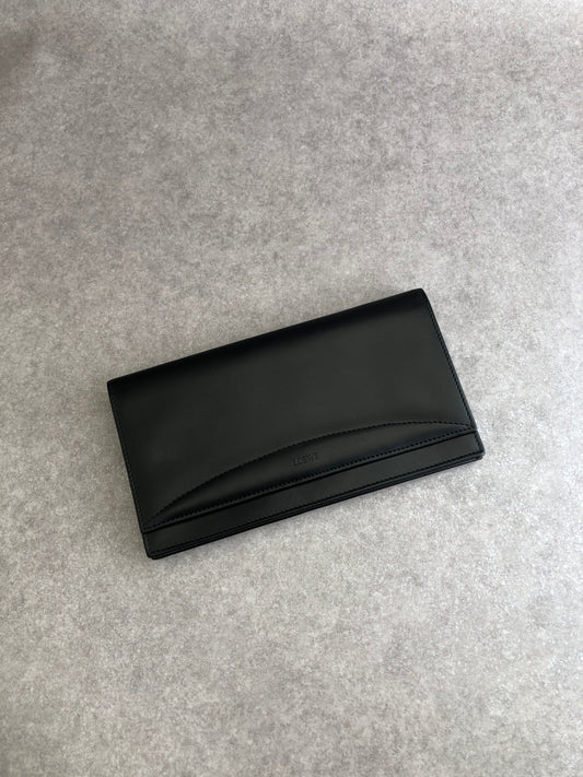 LOEWE Logo Embossed Shoulder Wallet Black Vintage yhs4zc