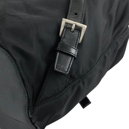 PRADA Tessuto Triangle Logo Front Buckle Backpack Black Vintage ue56ys