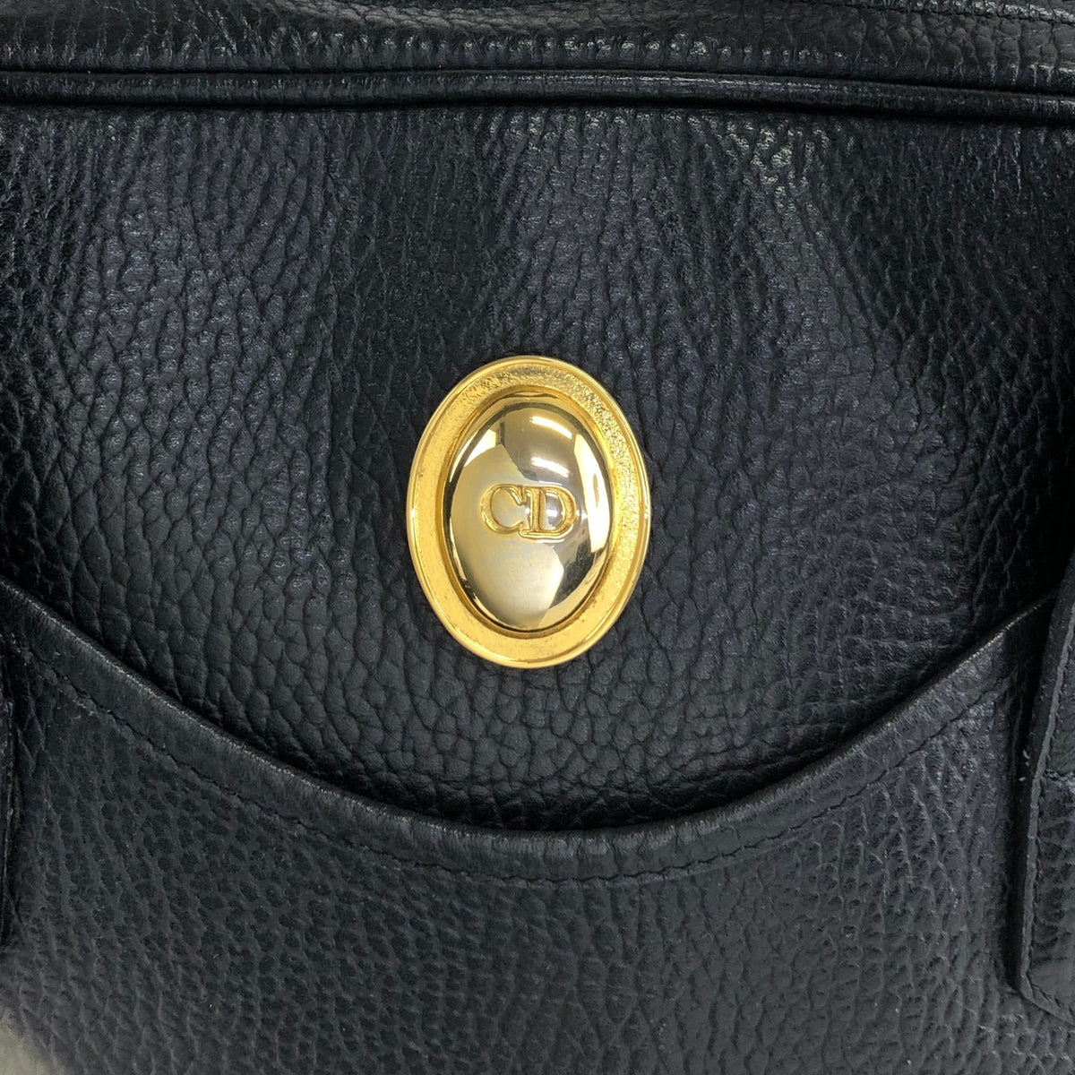 Christian Dior CD Logo Two-way Handbag Shoulder bag Black Vintage 68z4cp