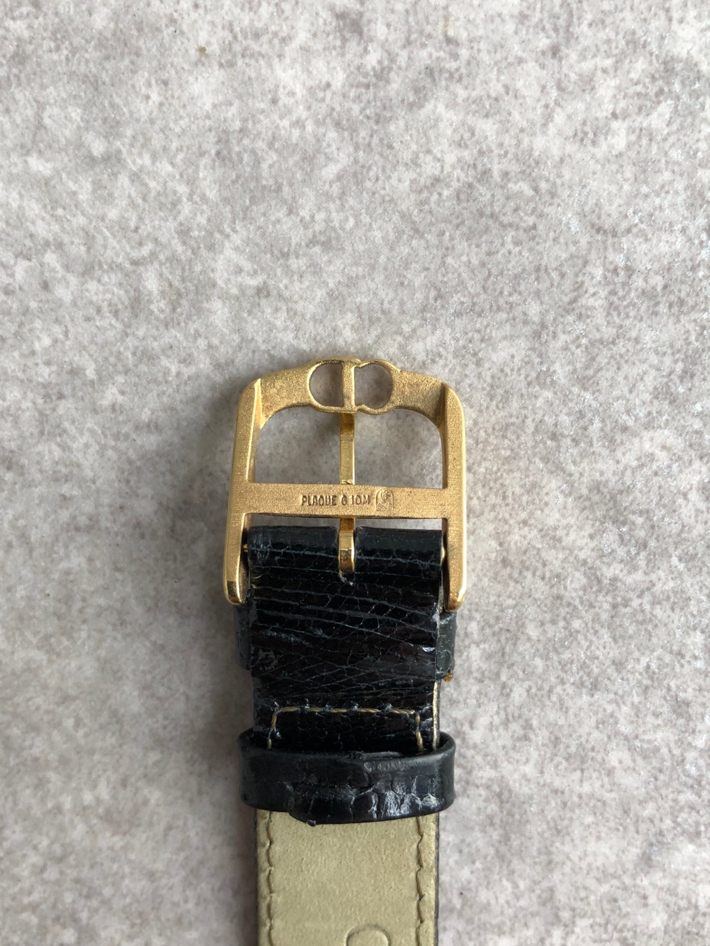 Christian Dior Logo Watch Gold×Black Vintage 76nb8k