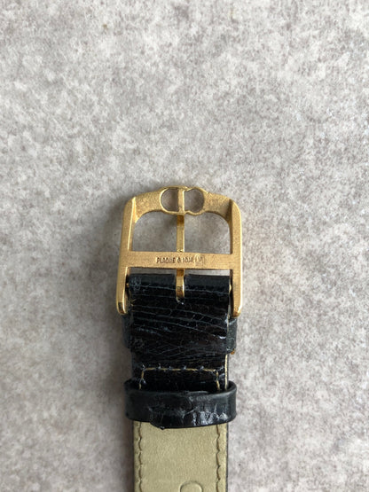 Christian Dior Logo Watch Gold×Black Vintage 76nb8k