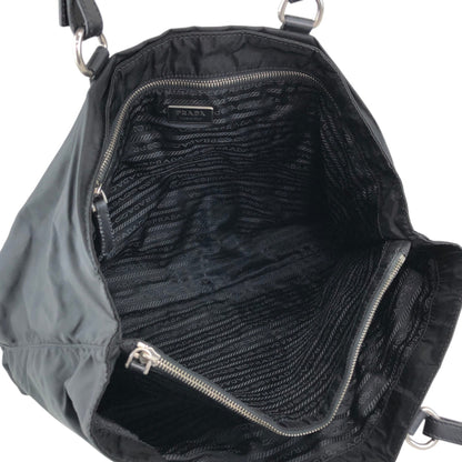 PRADA Triangle Logo Handbag Totebag Black Vintage ezvjia