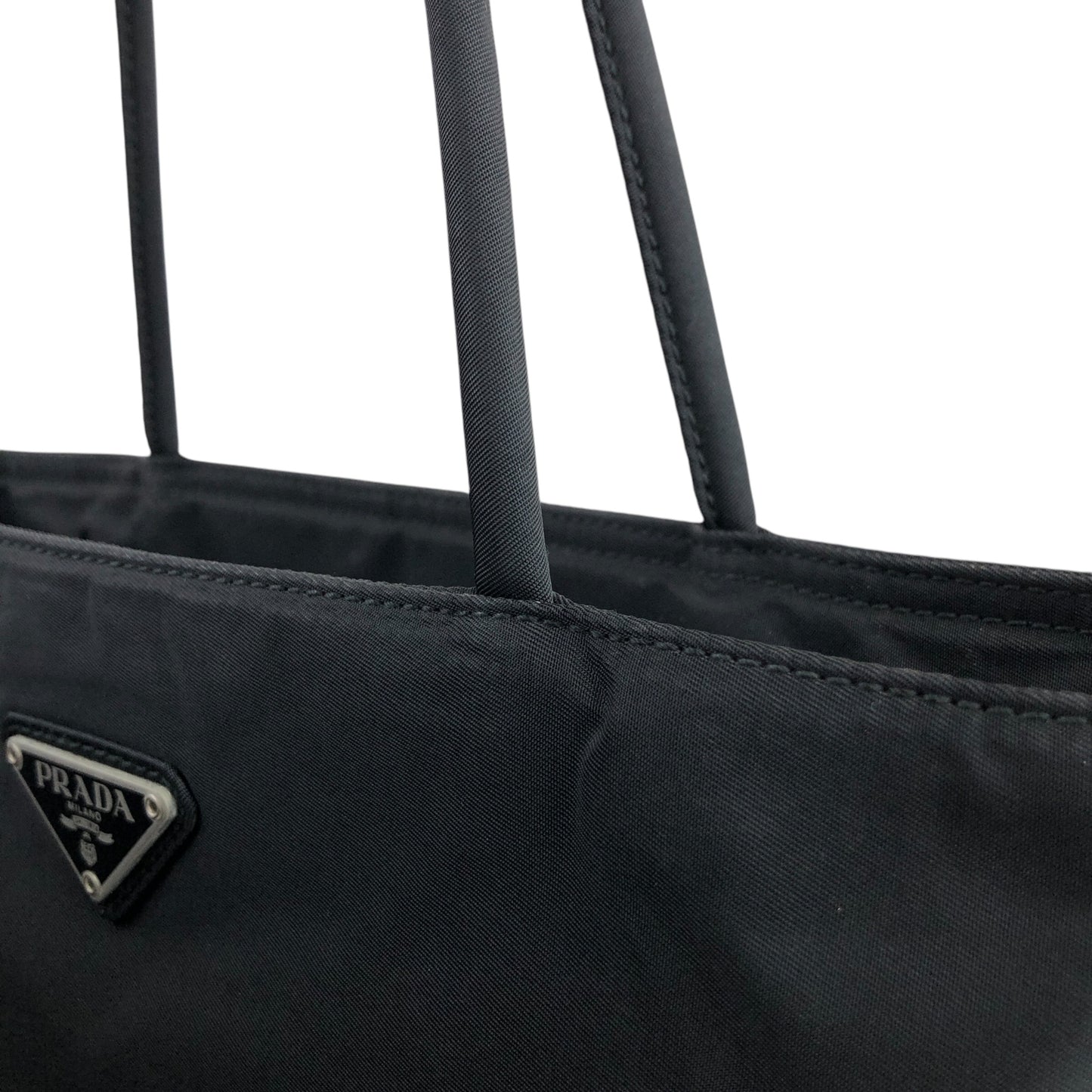 PRADA Tessuto Triangle Logo Totebag Black Vintage wen6ju