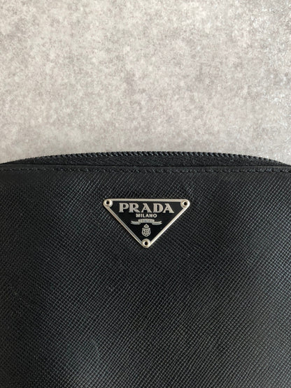 PRADA Triangle Logo Folded Wallet Black Vintage pjch8z